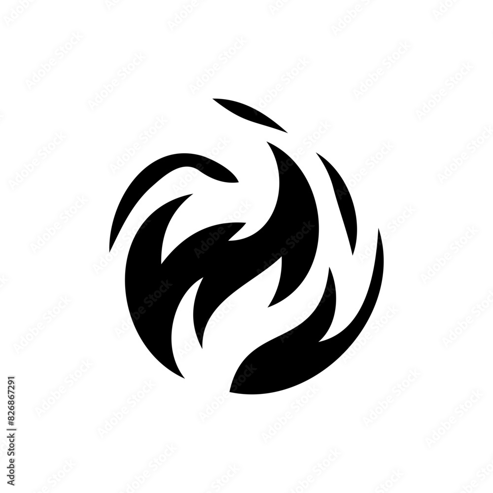 Vector silhouette graphic fireball flames dangerous combustion Vector silhouette graphic fireball flames dangerous combustion