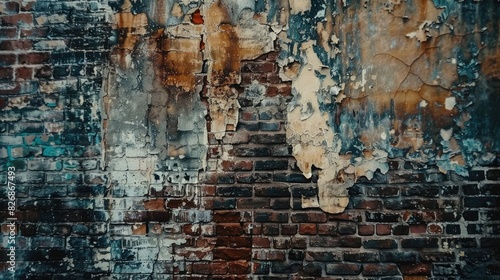 Decaying brick wall with layers of grime and dirt, hinting at its former grandeur