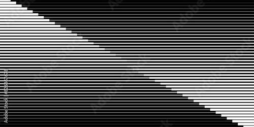 horizontal line from thin to thick. parallel lines pattern on backdrop with diagonal view style. 
black and white striped background.  