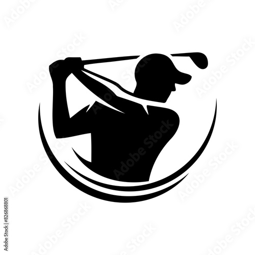 Vector silhouette of hitting position in golf Graphic design for golf