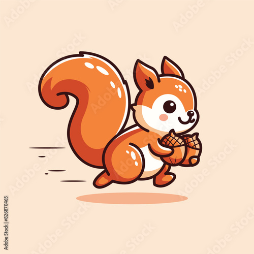 Vector illustration of cute running squirrels
