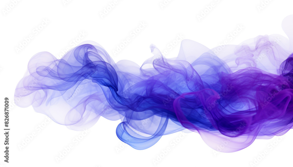 purple smoke isolated on transparent background cutout