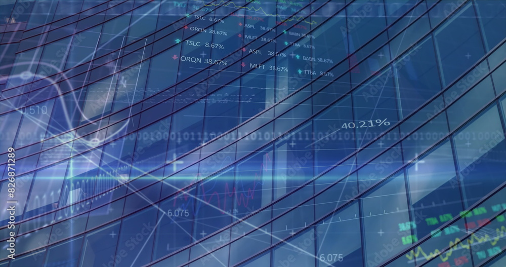 Obraz premium Multiple screens displaying stock market data, reflecting trends