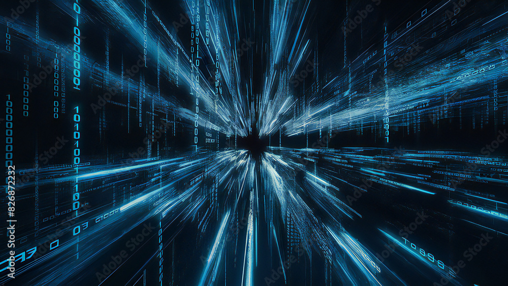 Obraz premium Mesmerizing Digital Landscape: Binary Cascade