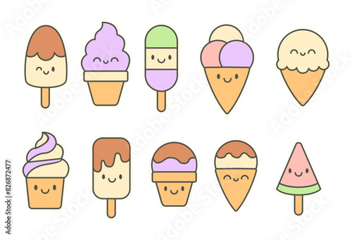 Ice Cream Doodle Sticker Set