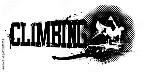 Rock Climbing Man Banner Vector Illustration