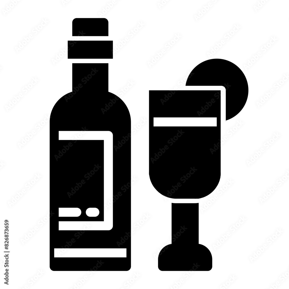 New Year's drink in glyph style New Year's drink in glyph style