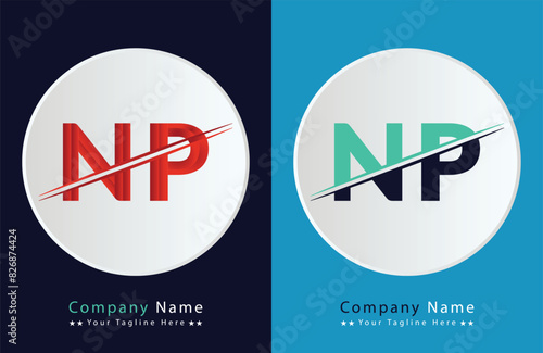 NP letter colorful logo in the circle. Vector Logo Illustration.