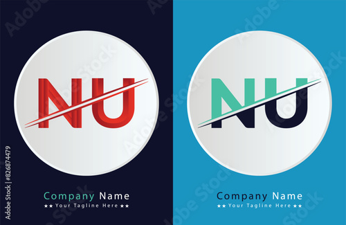 Unique NU letter logo Icon vector template.