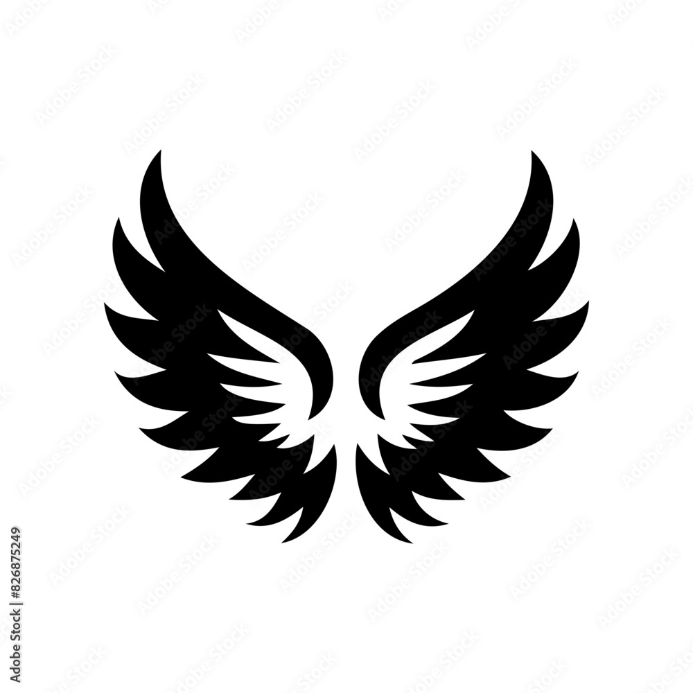 Obraz premium Simple angel feather wings silhouette design vector