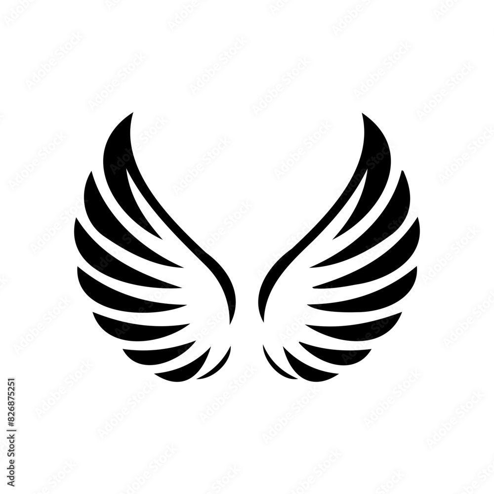 Fototapeta premium Simple angel feather wings silhouette design vector