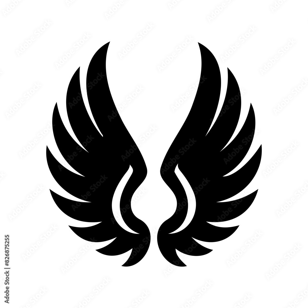 Fototapeta premium Simple angel feather wings silhouette design vector