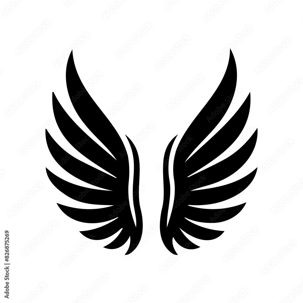 Obraz premium Simple angel feather wings silhouette design vector