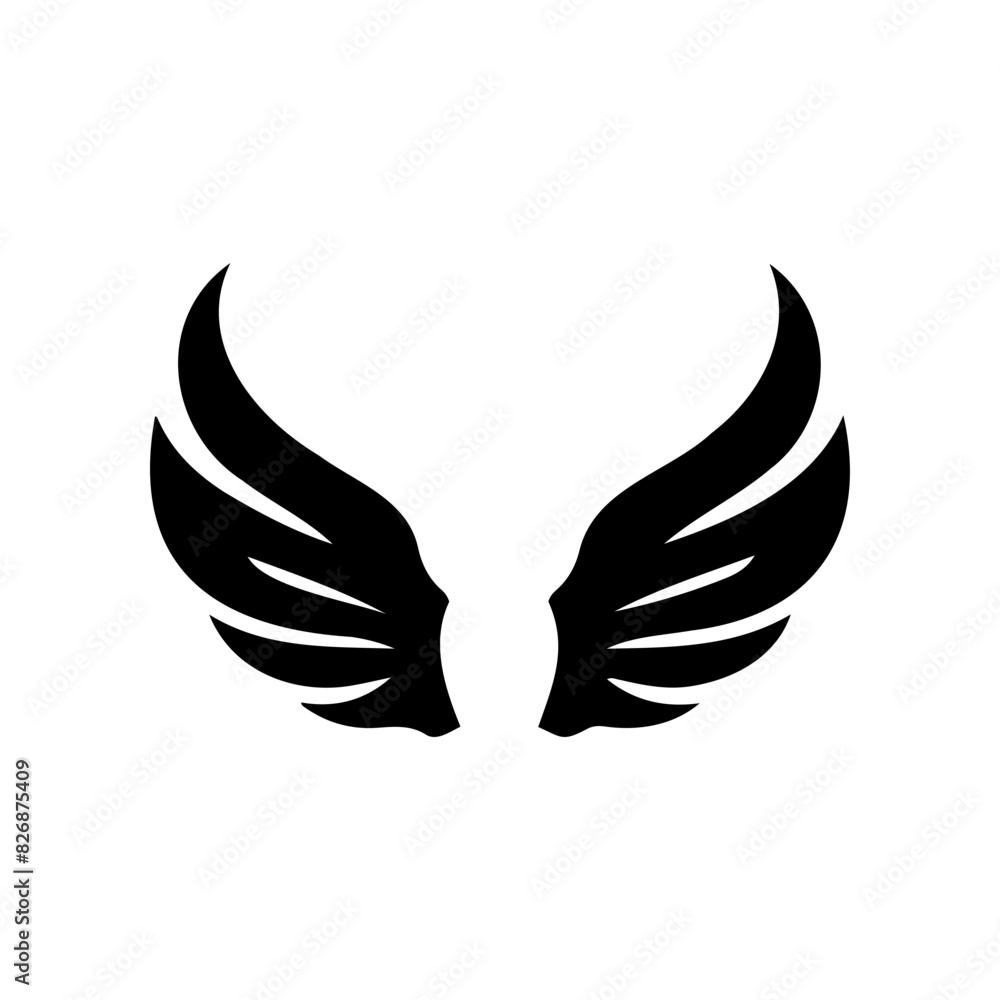 Obraz premium Simple angel feather wings silhouette design vector