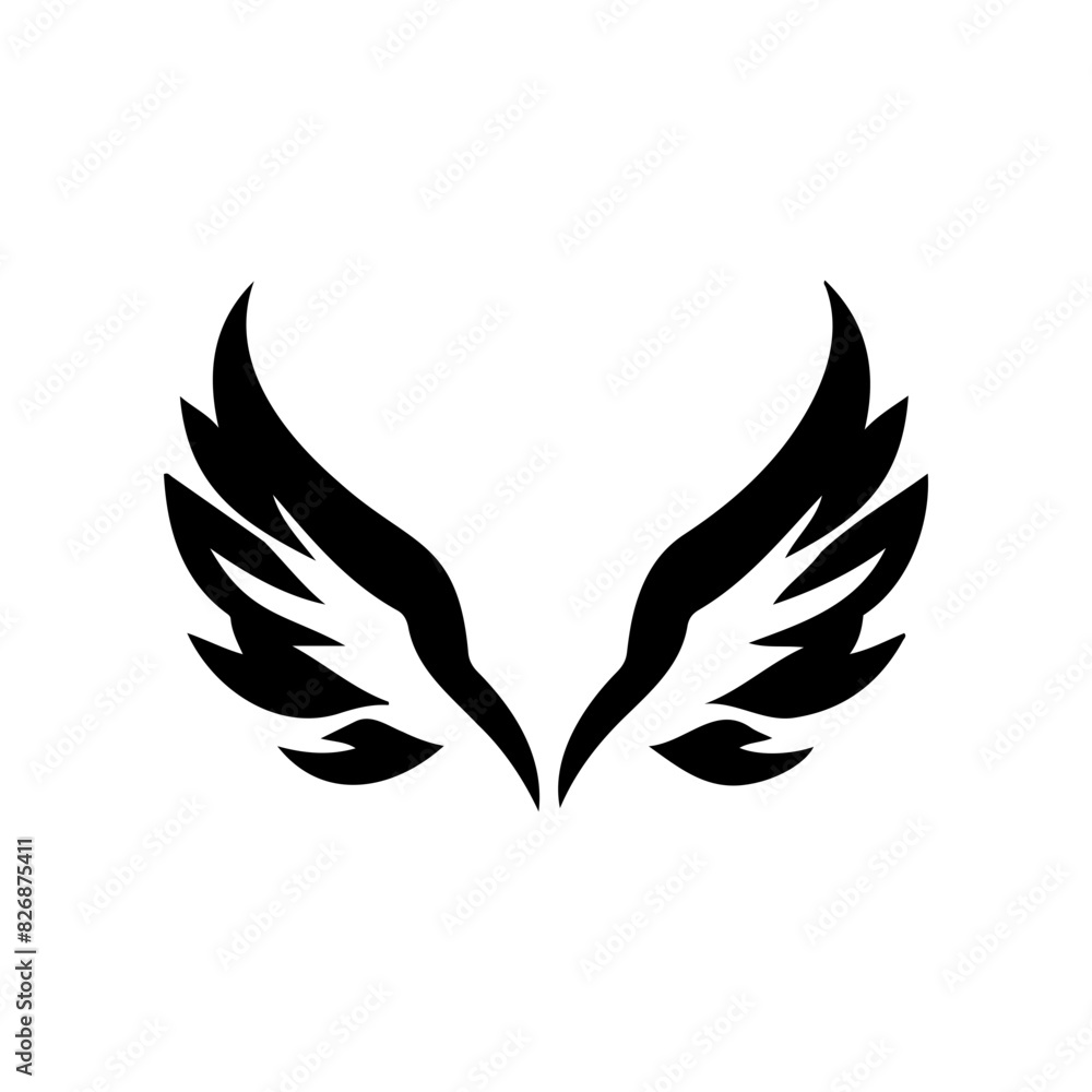 Obraz premium Simple angel feather wings silhouette design vector