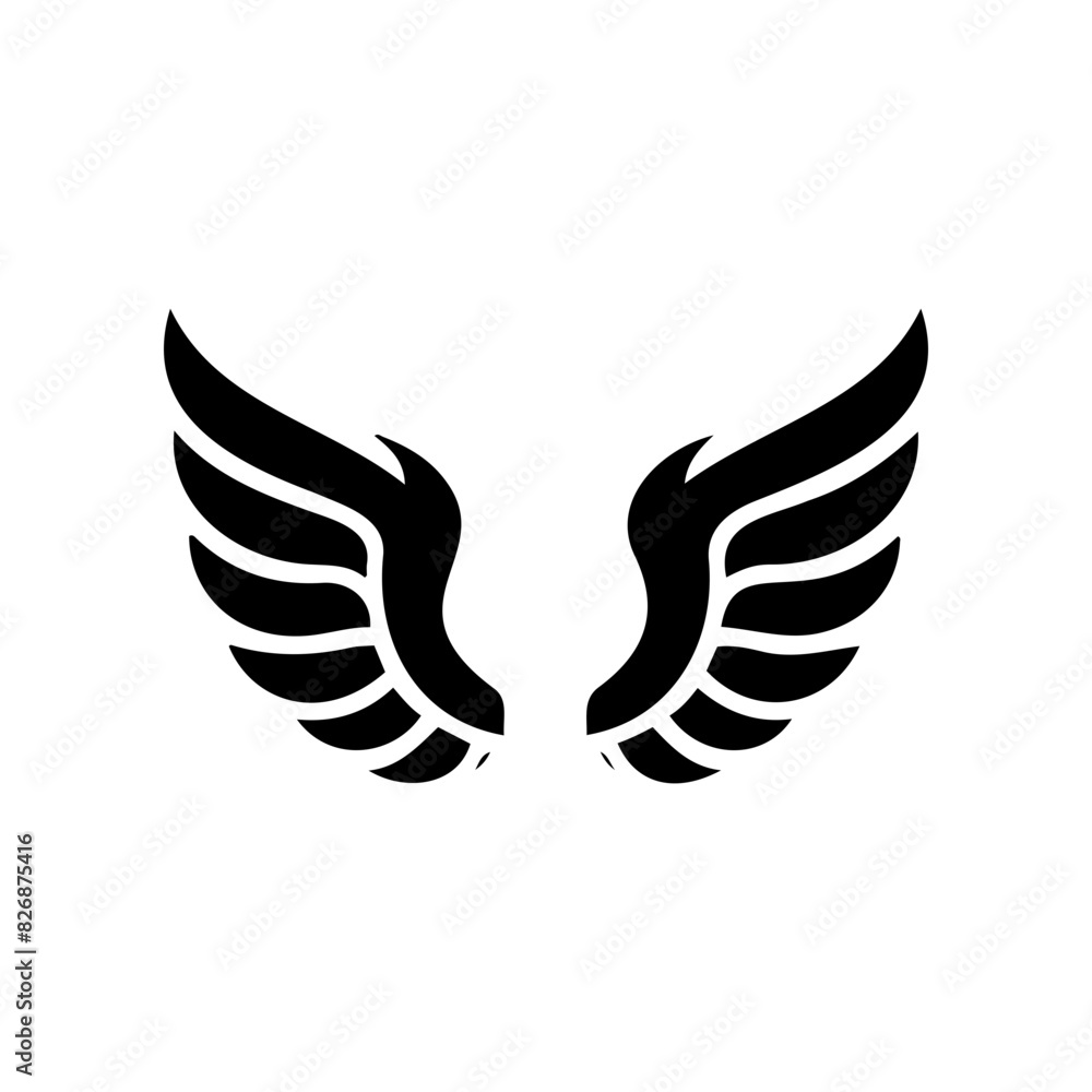 Obraz premium Simple angel feather wings silhouette design vector