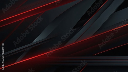Dark grey black abstract background with red glowing lines design for social media post, business, advertising event. Modern technology innovation photo