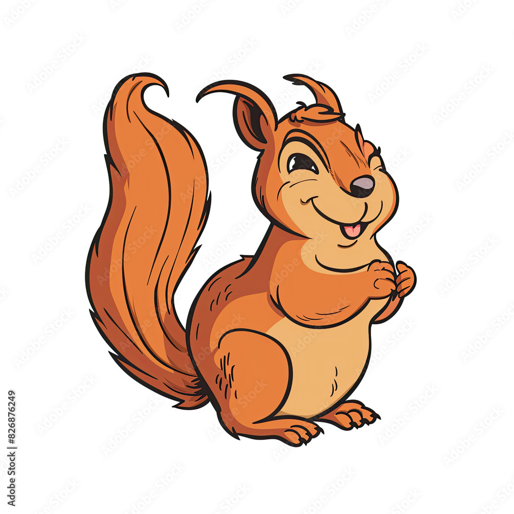 A Delightful Cartoon Featuring A Squirrel, Cartoon Illustration A Delightful Cartoon Featuring A Squirrel, Cartoon Illustration