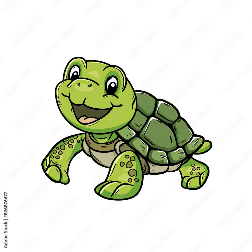 Fototapeta premium A Happy Turtle Cartoon, Cartoon Illustration