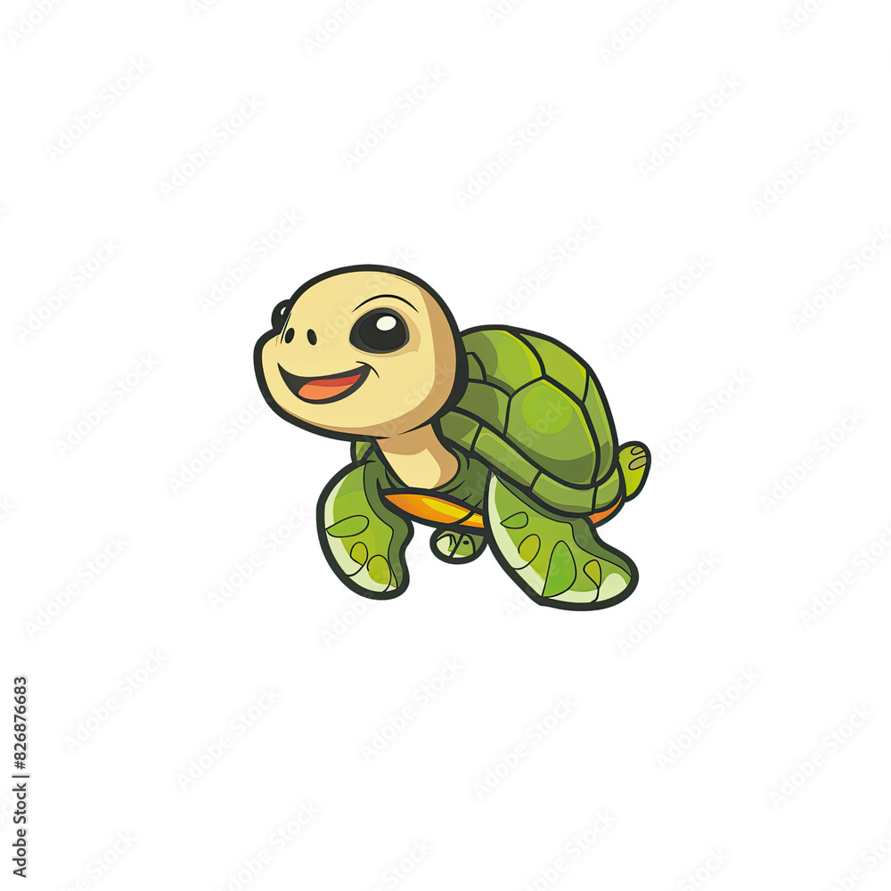 A Happy Turtle Cartoon, Cartoon Illustration A Happy Turtle Cartoon, Cartoon Illustration