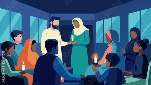 Inside a hospital waiting room a group of individuals offer prayers and support to a family in need their candles providing a glimmer of hope in the. Vector illustration