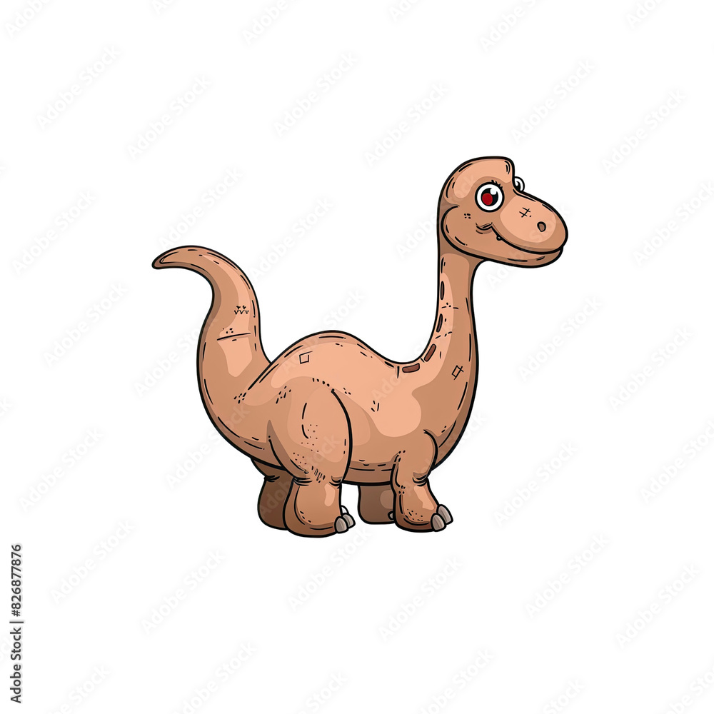 Fototapeta premium An Endearing Cartoon Depiction Of A Brontosaurus, Cartoon Illustration