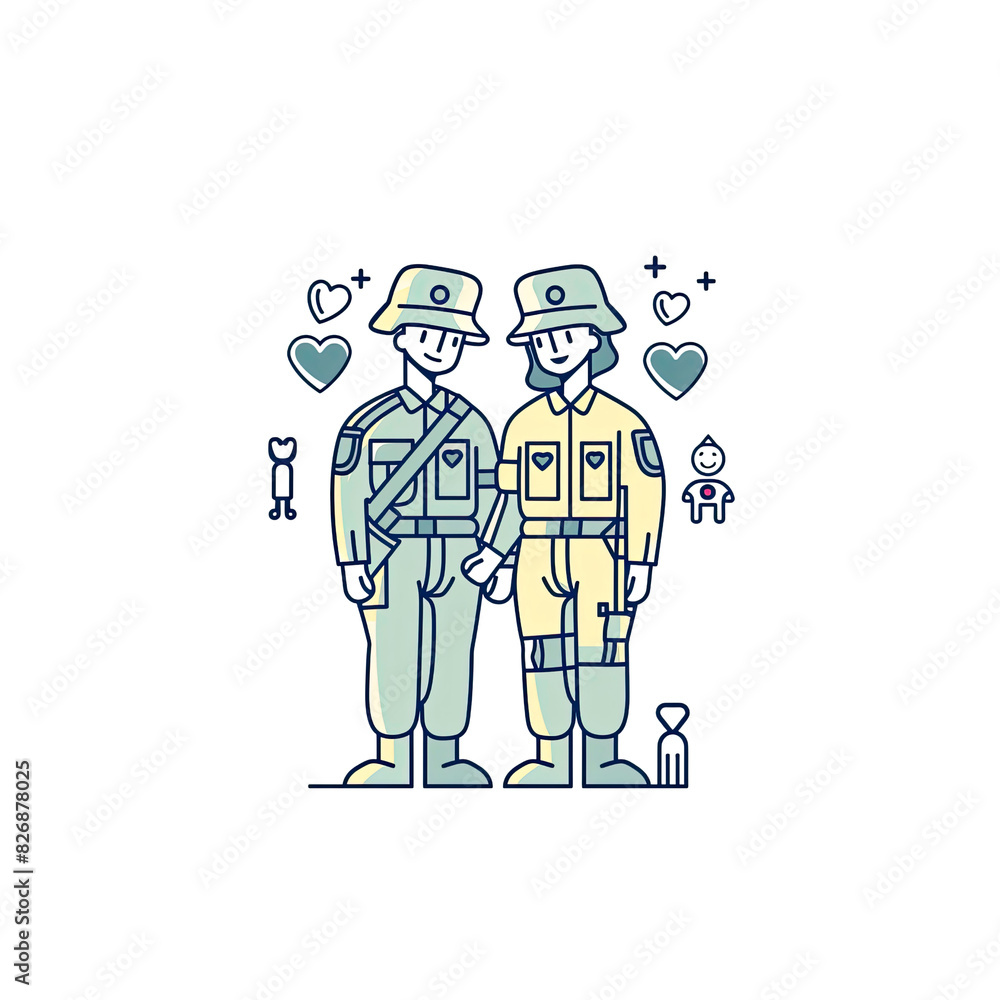 An Illustration Depicts A Couple Of Soldier, Cartoon Illustration An Illustration Depicts A Couple Of Soldier, Cartoon Illustration