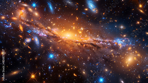 Prompt galaxy cluster with hundreds of galaxies and other celestial objects