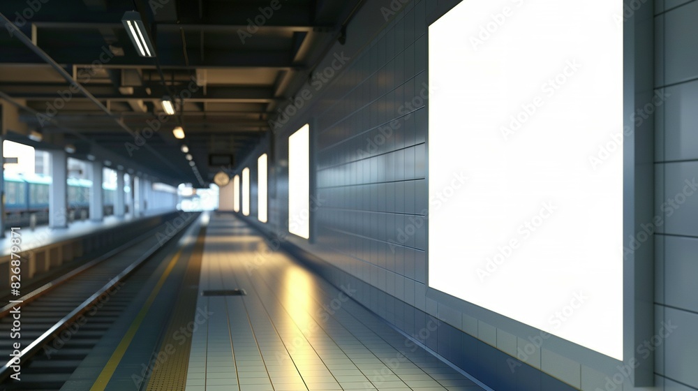 Blank Canvas Poster Hanging at a Railway Station Blank Canvas Poster Hanging at a Railway Station