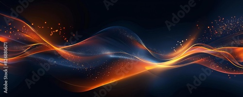 Abstract navy background illuminated by vibrant orange lights, creating a striking connection between contrasts © patcharida