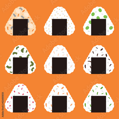 おむすびのイラストセット6