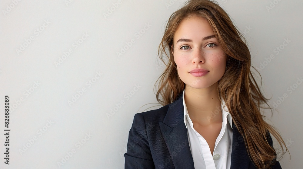 A business woman posing against a white background A business woman posing against a white background