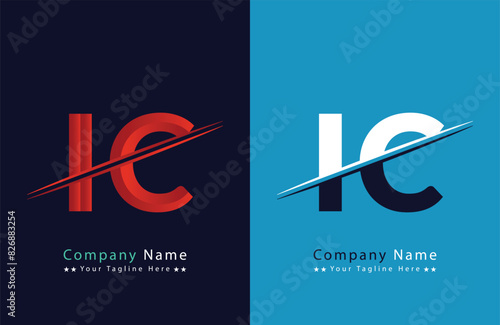 Abstract iC letter logo design template. Vector Logo Illustration.
