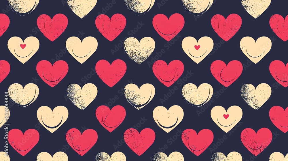 Fototapeta premium Heart pattern flat design front view vintage theme animation Monochromatic Color Scheme