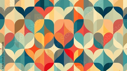 Wallpaper Mural Heart pattern flat design side view geometric theme cartoon drawing Tetradic color scheme Torontodigital.ca