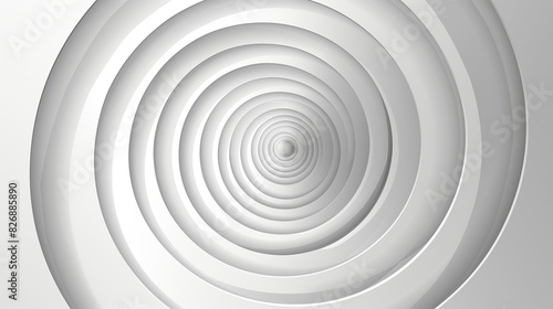 Nested white and gray concentric circles dynamic composition. Vector art.
