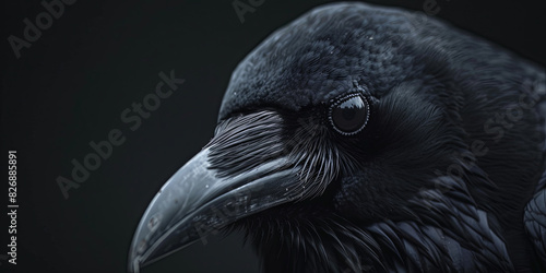 a close up of black crow head, generative AI photo