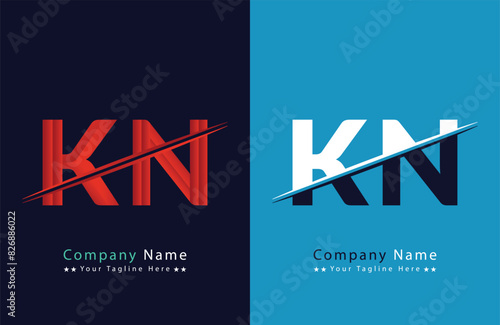KN Letter logo design vector template.