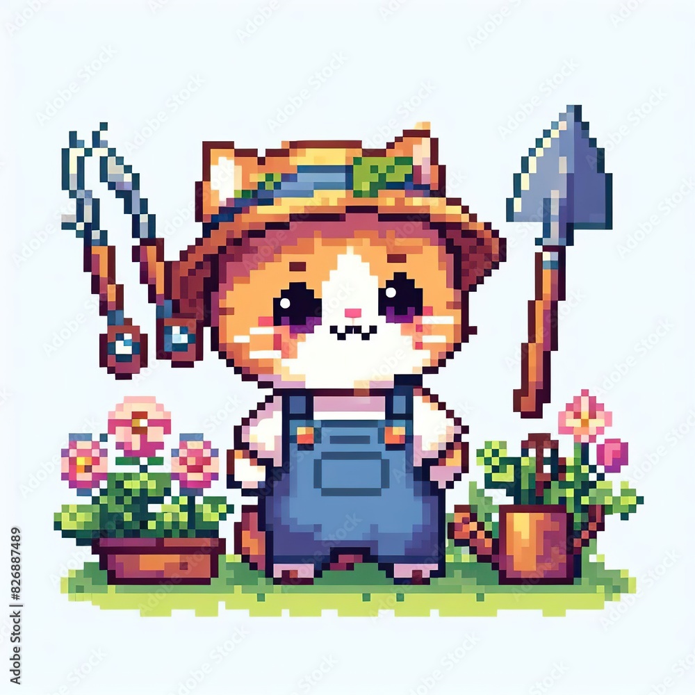Pixel Art Cat in Space: Rocketing to the Moon Pixel Art Cat in Space: Rocketing to the Moon