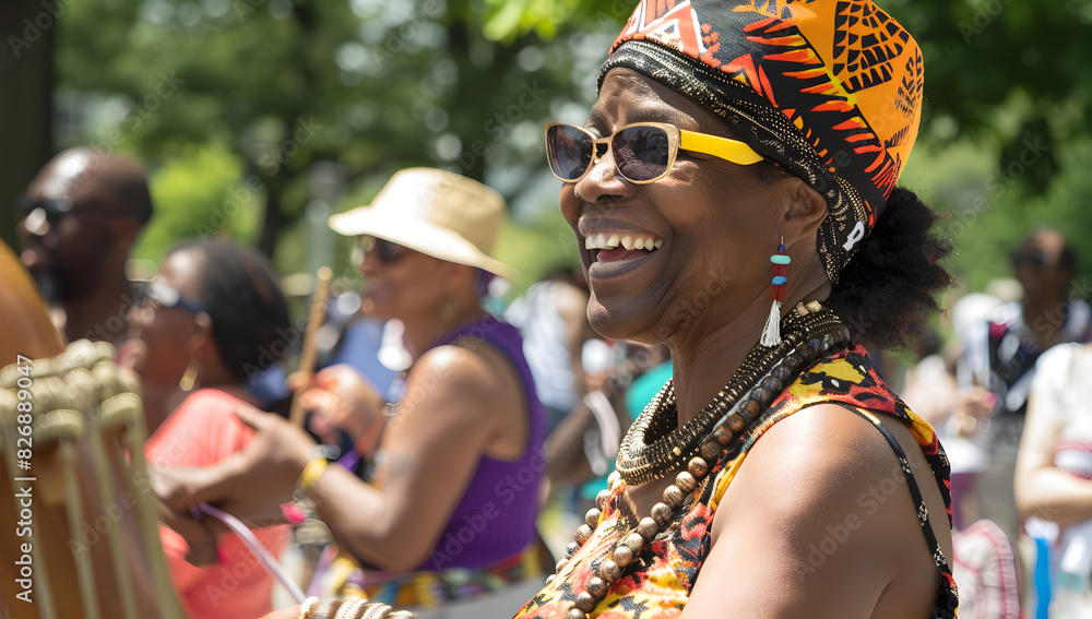 Juneteenth Freedom Day celebration with a lively outdoor party in commemoration of African American history and emancipation Juneteenth Freedom Day celebration with a lively outdoor party in commemoration of African American history and emancipation