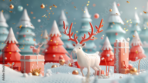 Low poly 3D image of happy new year, christmas winter festive composition. colorful christmas background with vector illustration
