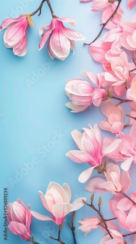 Magnolia decoration flower ornament copy space background © Montalumirock