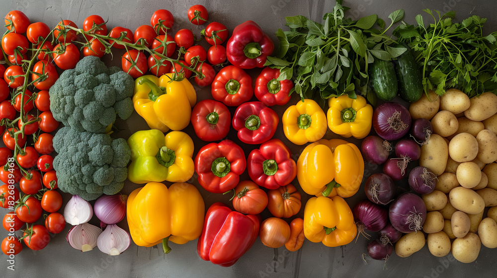 A vibrant display of various fresh vegetable A vibrant display of various fresh vegetable