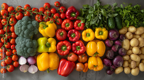 A  vibrant display of various fresh vegetable