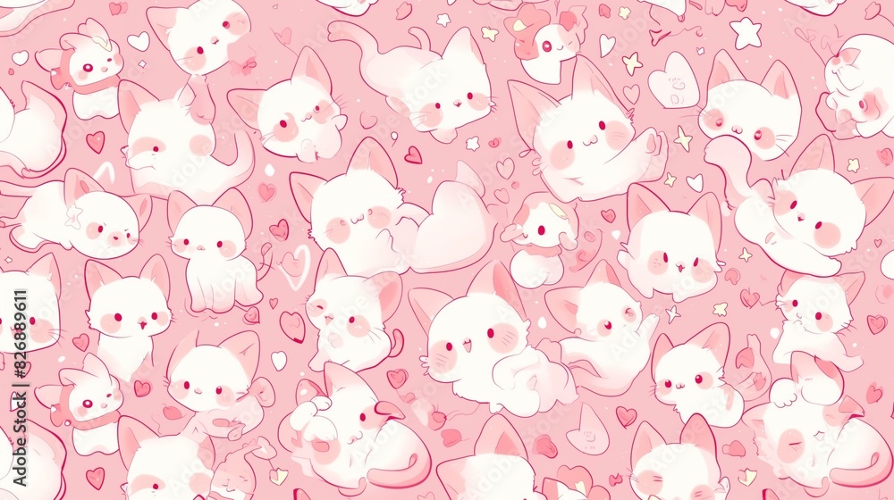 Cute illustration of a kitten, copy space, space for text, Generative AI,子猫の可愛いイラスト、コピースペース,テキスト用スペース,Generative AI, Cute illustration of a kitten, copy space, space for text, Generative AI,子猫の可愛いイラスト、コピースペース,テキスト用スペース,Generative AI,