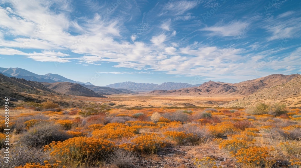 The normally brown and beige desert is now alive with shades of orange yellow and purple.