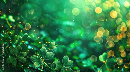 Festive Irish themed background for celebrating Saint Patrick s Day with vibrant decorations Perfect for greeting cards posters and banners photo