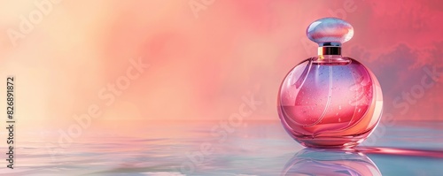 Wallpaper Mural Elegant pink perfume bottle with a gradient background. Symbolizing luxury and beauty, perfect for fragrance advertisements and promotions. Torontodigital.ca
