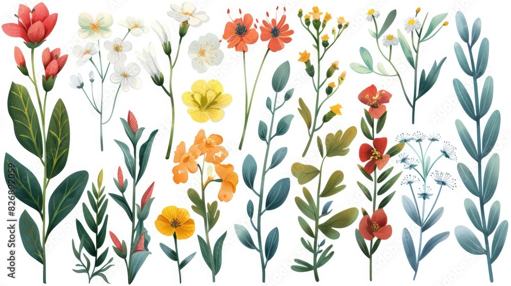 Collection of blossoms and foliage Collection of blossoms and foliage