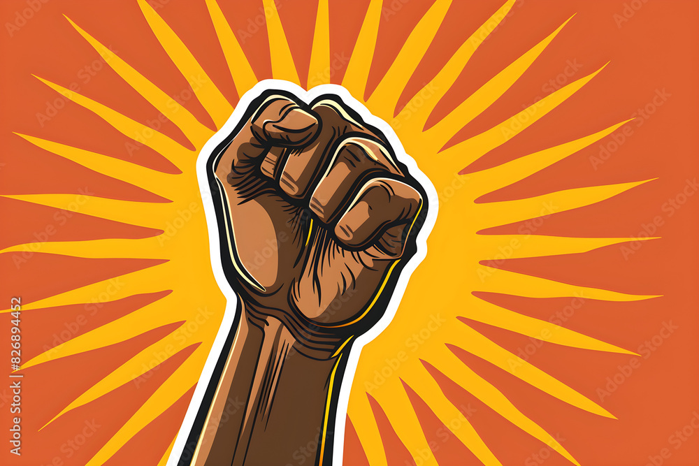 Black woman's fist symbolizes female power and equality, representing ...